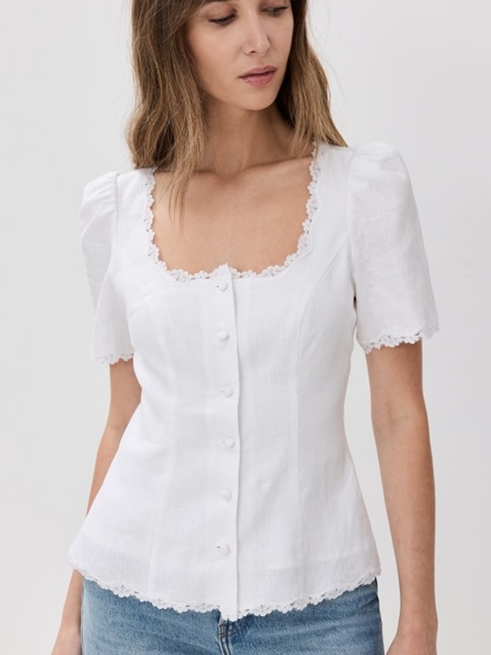 NEW Reformation anabella scoop neck white linen top size 0